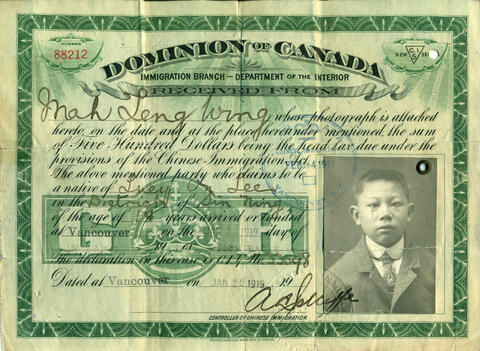 head tax certificate canada